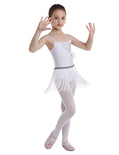 inhzoy Vestido de Baile Latino Flecos para Niña Maillot Tirantes de Ballet...