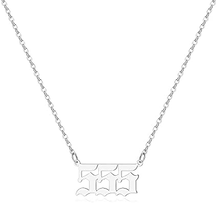 Angel Number Necklace For Women, 18K Gold Plated 000 111 222 333 444 555 666 777 888 999 Necklace Numerology Jewelry