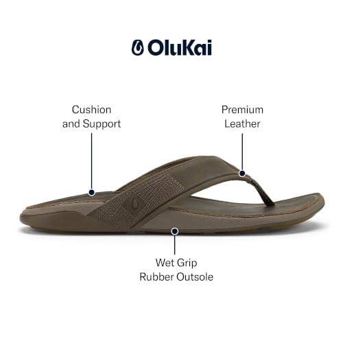 Image of OluKai Tuahine Men's Waterproof Leather Sandals, Versatile Beach Flip Flops, Arch Support & Comfort Fit, Lightweight & Durable, Enhanced Grip & Traction
