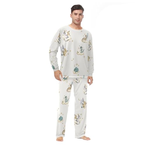 vvfelixl Men's Pajama Sets Cute Doodle Sloth Pj Sets for Mens 2 Piece Loungewear Sets for Men XXS-XXL2