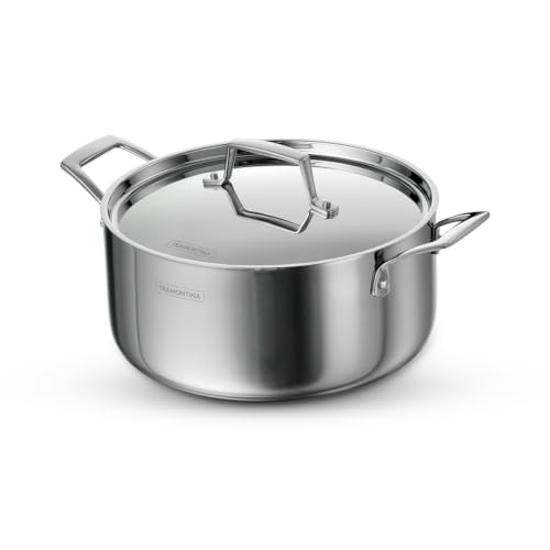 Image of TRAMONTINA AEION Tri-Ply Casserole Biryani Handi 28cm 7.9L with Lid
