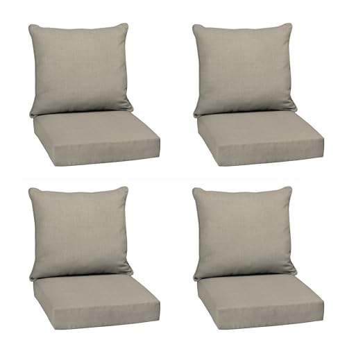 Image of Arden earthFIBER Outdoor Deep Seat Cushion Set, 4-Pack, 24 in x 24 in, Weather-Proof, Rain-Proof, Fade Resistant Patio Cushion for Chair, Sofa, and Couch Sandbar Taupe Texture