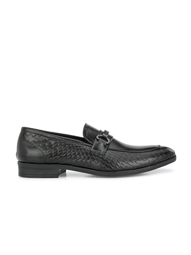 Image of San Frissco Men's Loafers Brown Textured Handcrafted Formal Horsebit Shoes /Slip-on Shoe for Office, Wedding & Parties /Easy to Match Moccasins with Stylish Lightweight and Comfortable