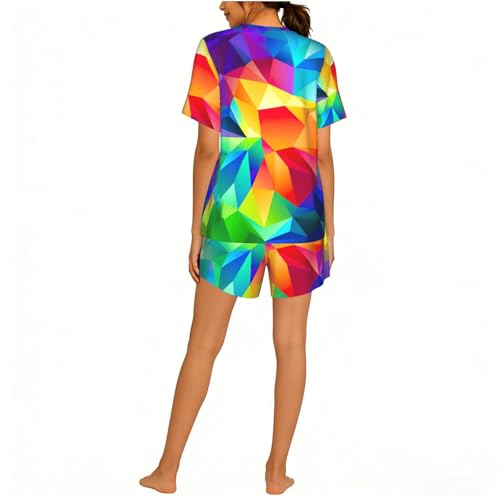 Estampado geométrico arcoíris con patrón abstracto multicolor resistente al desgaste 2
