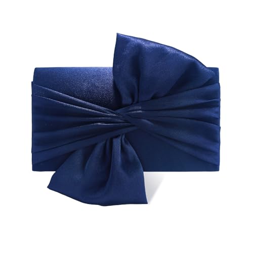 Image of Satin Evening Bag Bow Flap Clutch Purse for Women,Elegant Clutch Handbag for Formal /Party /Prom /Wedding