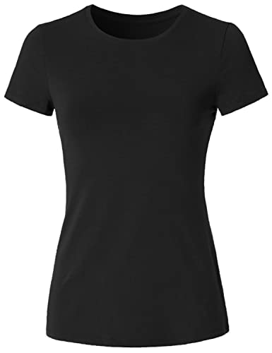 Women's Crewneck Short Sleeve Slim Fitted T-Shirt Solid Basic Tee...
