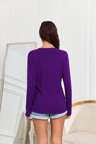 Image of Women's Lightweight Button Down Cardigan Sweaters Long Sleeve Classic V Neck Knit Soft Shrugs with Pocket