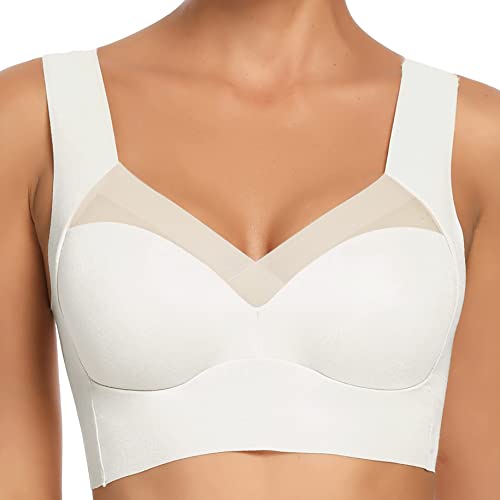 Image of WOWENY Seamless Bras for Women Sleep Leisure Sports Yoga Bra Padded Wireless Thin Soft Comfy Pullover Tops Plus Size