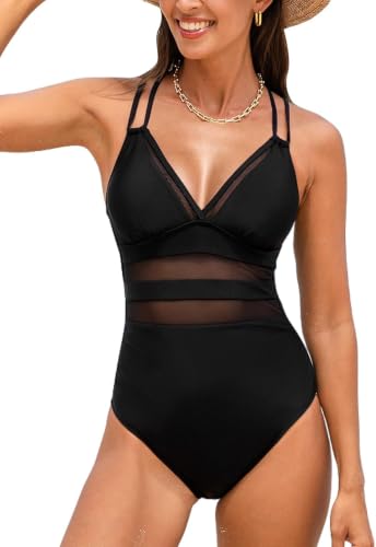 Maillot de bain femme gainant col en V plongeant et bretelles réglables