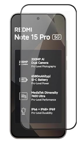 Image of HD Tempered Glass Screen Protector Compatible for Redmi Note 15 Pro 5G with Edge to Edge coverage and Easy Installation kit