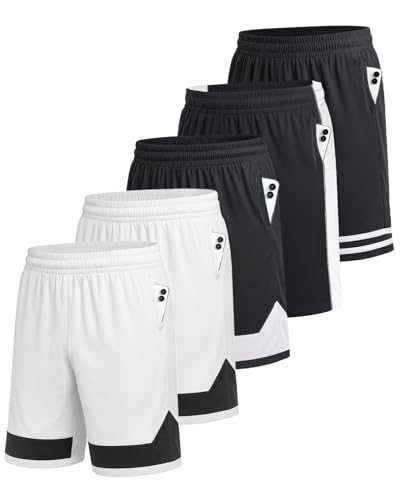 Liloak 5 Pack Men's Athletic Shorts，5pc Basketball Shorts with Pockets，Casual Summer Shorts for Men