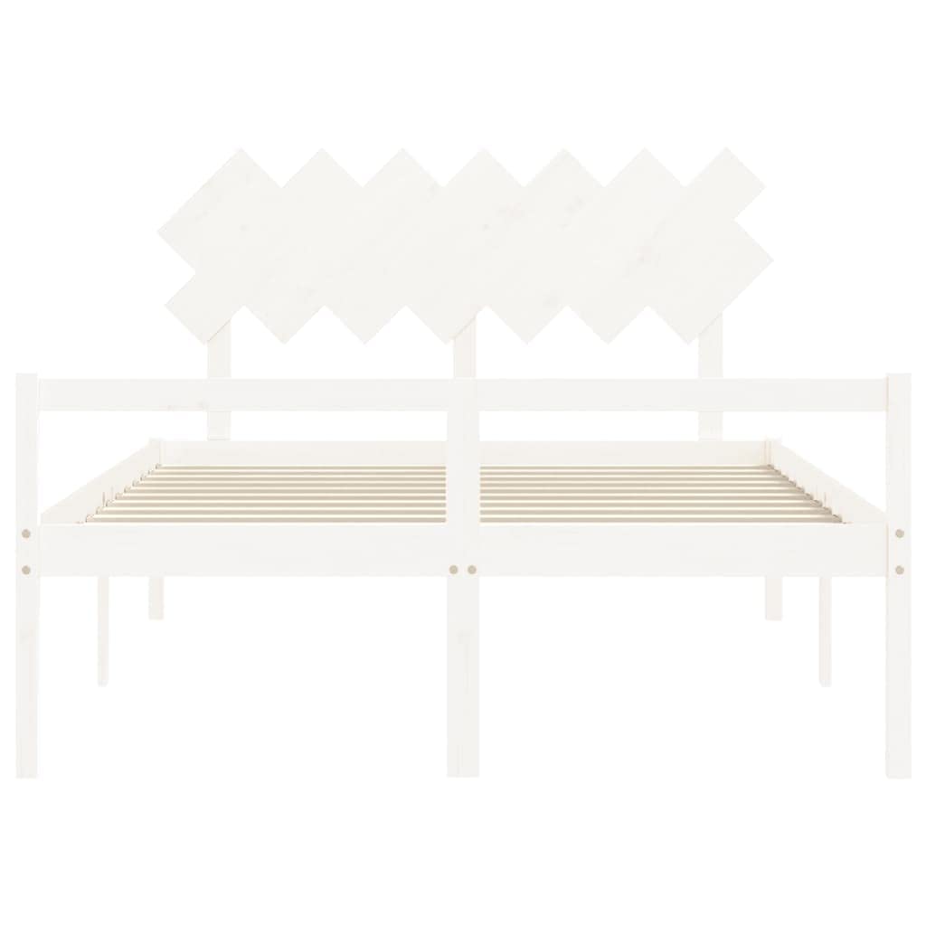 Massivholz Seniorengerecht 140x200 cm Weiß | Seniorenbett Massivholz Kiefer mit Kopfteil und Fußteil 140x200 cm Weiß Betten für Senioren mit Stauraum Pflegebett