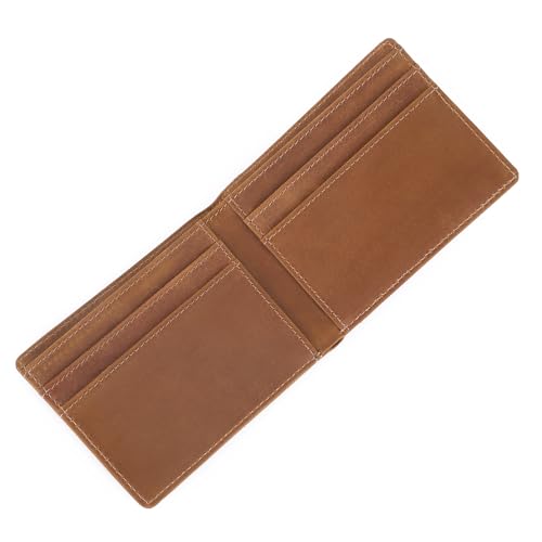 Real Leather Men Wallet Small RFID Blocking Bifold Slim Minimalist Front Pocket Western Wallet For Men with Credit Cards(brown)