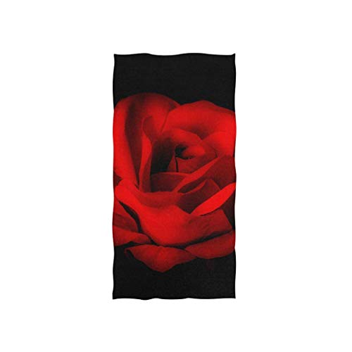 Ding Goods Red Rose On Black Hand Towel Ultra Soft Luxury Towels for Bathroom 27.5