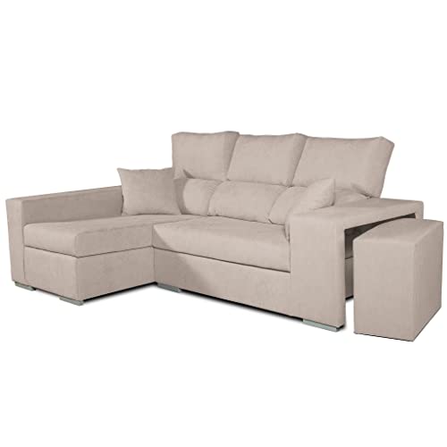 Tanuk Chaiselongue Caoba Frigg Izquierda 3 Plazas. 230x145 CM. Tejido con Sistema ACUALINE. Respaldo Reclinable y Puff (Envío y Subida a Domicilio Incluidos)