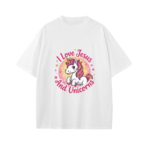I Love Jesus and Unicorns Boys Girls Teens T-Shirt Anime Gift