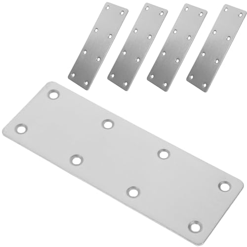 COSMEVIVI 5pcs Metal Plate Holes Flat Metal Brackets for Wood Joints Angle Fastener Bracket Furniture Repair