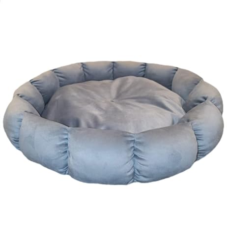 Image of Calming Dog & Cat Bed |Small Size Bed| Length 19 Inches, Width 19 Inches, Height 5 Inches | Extra Soft Fluffy Donut Cuddler | Cozy Plush Anti-Anxiety Cushion for Comfortable Sleep (Grey)