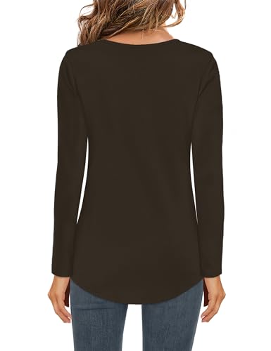 Image of Elesomo Womens T Shirts V Neck Summer Short /Long Sleeve Cotton Tops