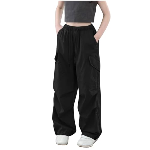Cargo Pants for Girls Boys Fashion Y2K Hip Hop Sweatpants Teen Kids Baggy Drawstring Trousers Streetwear with Pockets