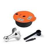 Tassimo - Cápsulas recargables reutilizables para cafetera Bosch Tas, cápsulas recargables BENFUCHEN Tassimo con una herramienta de llenado de café de acero inoxidable de 51 mm, naranja 220 ml