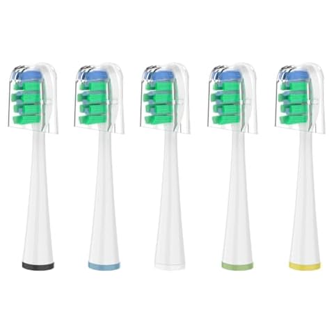 Replacement Brush Heads for 2023 Waterpik Sensonic Toothbrush, with Covers, Compact, White, 5 Count Cover