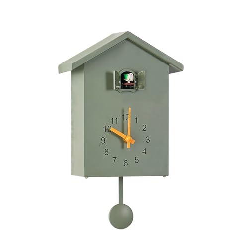 鳩時計 掛け時計 置き時計 振り子時計 アナログ リビング かわいい 北欧 ハト時計 はと時計 壁掛け カッコウ時計 カッコー時計 (Green)