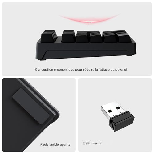 Teclado digital inalámbrico mecánico USB compacto de 21 teclas para portátil y PC 5