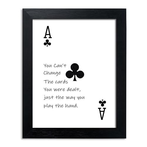 Pinetree Art Framed Lucky Ace Canvas Wall Art, Poker with Motivational Quotes Print Poster, Modern Black and White Minimalist Signs for Home Office Living Room Bedroom Bathroom (Black-classic)