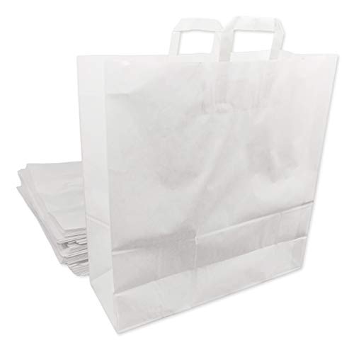 Sac cabas à anse plate solide en papier kraft blanc 36 litres soufflet 17 cm - 4