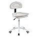 Stołek warsztatowy Krzesło z oparciem, hydrauliczna regulacja wysokości stołka do salonu, poduszka PU + obrotowe siedzisko 360 °, do sklepu domowego (Kolor : White)