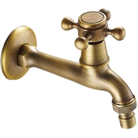 Vintage Tap, Antique Brass 1/2 Inch Wall Mounted Normal Tap for Bathroom Kitchen Toilet Garden (One Exit 1) Cover