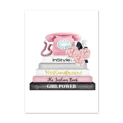 Stampa Su Tela Moda Chic Parigi Tema Tela Arte Murale Profumo Unghie Libro Trucco Motivi Per Soggiorno E Salone Arredamento Regalo, 70X100Cm Senza Cornice