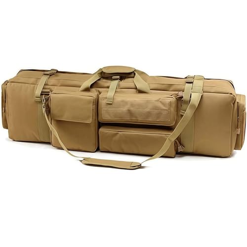 ACEXIER Sac Tactique pour M249 Armée Militaire Airsoft Fusil Housse de Transport CS Chasse Tir Paintball avec bandoulière Portable (Khaki)
