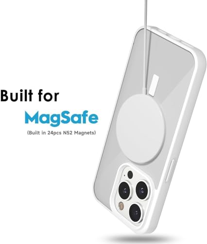 Image of DIZORO iPhone 14 Pro Max Case,Compatible with MagSafe, Non Yellow Military-Grade Drop Protection & Hard PC Back Cover Slim Transparent Anti-Scratch Shockproof Phone Case - White