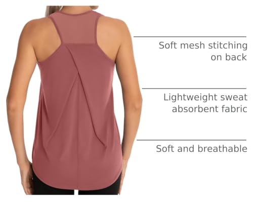 Image of Aeuui Womens Workout Tops for Women Racerback Tank Tops | Sleeveless, Crew Neck, Mesh Back, Lightweight, Breathable, Stretchy, Soft, Moisture Wicking, Yoga Athletic Running Gym Shirts