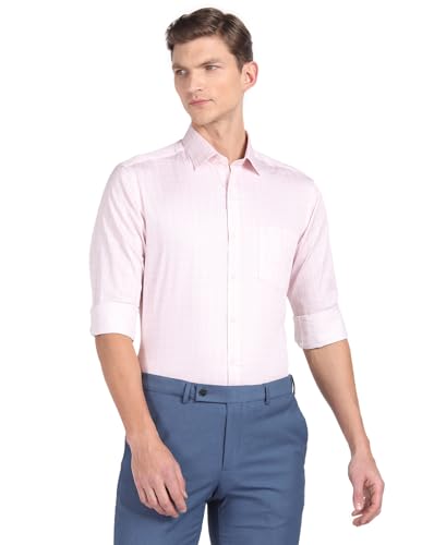 Image of Arrow Men Slim fit Cotton Checked Long Sleeves Cutaway Collar Shirt