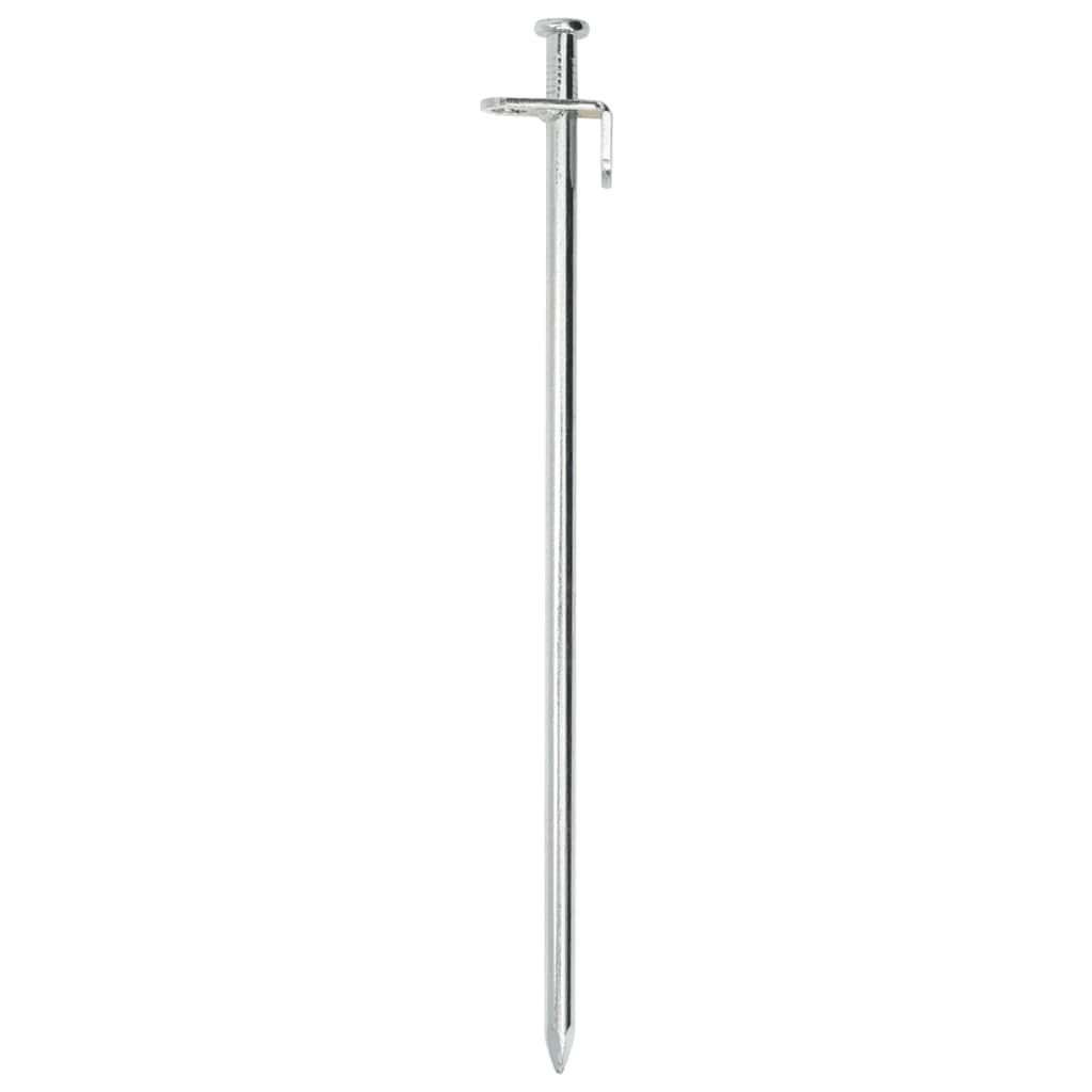 24er Zeltheringe aus verzinktem Stahl, 19, lang, stark, silbern, mit Haken und Öse für Zeltzubehör, Abspannleine, Sturmleine, Tarp und Pavillon bei Camping und Wandern