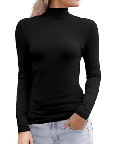 Abardsion Women's Long Sleeve Mock Turtleneck Shirts 2025 Fleece