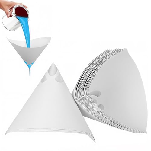 Image of Serplex 100Pcs Paint Paper Funnel Filters, 100 Mesh Singhle Use Paint Strainers, Fine Cone-Shaped Paper Filters for Automotive Spray Gun, Car Paint, and Varnish Filtration