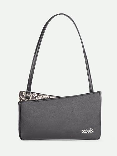 Image of ZOUK Kiya Small Shoulder Bag for Women - Dual-Sided Shoulder Bag with Criss-Cross Design| Handcrafted Purse with Dual Zipper Compartments & Water-Resistant Lining |