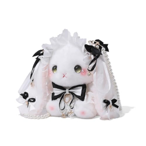 Image of Women Animal Teddy Bear Plush Backpack with Adjustable Straps (Kawaii Bunny Black)