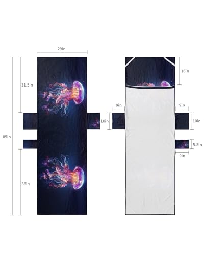Purple Ombre Jellyfish Beach Lounge Chair Towel Cover, Soft Chaise Lounge Towel with Side Pockets Patio Pool Chairs Cover for Beach/Pool Sunbathing 29x85 Ocean Coastal Nautical Jellyfish