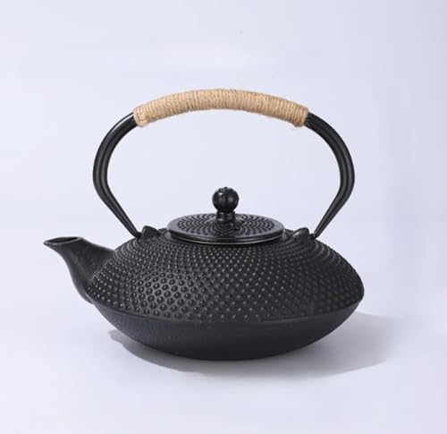 Cicqkks 鉄やかん 鉄瓶 南部鉄器 やかん 鉄びん 直火可 IH調理器対応 鉄分補給 鋳鉄 鋳物 茶道道具 鉄瓶兼用 急須 小丁壺の製茶器囲炉で煮るための鉄製茶壺 家庭用の古い鉄壺 茶壺 功夫茶器 (0.8L)