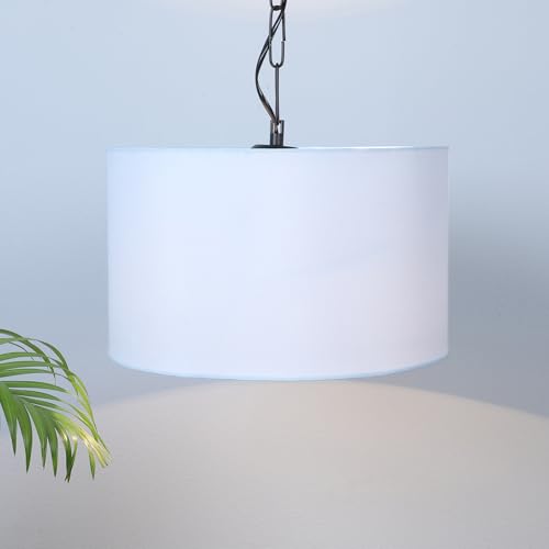 Image of tu casa SkyBlue Fabric Glow Pendent Light Hanging Lamp for Bedroom, Living Room, Lounge, Office, Gifting Area Without Bulb for Home Decoration (Height - 20 inch)