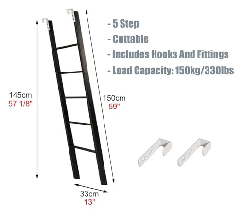 Escalera de metal negro para cama elevada lateral Slish 7