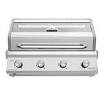 Grillfürst Gasgrill G401E - 4-Brenner Edelstahl, Einbau Gasgrill mit Sichtscheibe, Outdoorküchen Grill mit doppelwandigem Deckel und Edelstahl-Rosten, Built In Modell