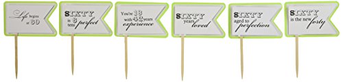 All About Details 60th Birthday Quotes Cupcake Toppers, Set of 12 (Lime Green)