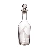 Creative Co-Op 20-Ounce Etched Glass Decanter with Giraffes and Glass Stopper, Clear