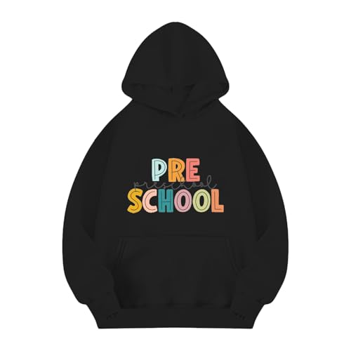 Preschool Graphic Sweatshirts with Hood First Day of Preschool Clothes Back to School Trendy Y2K Vintage Tee Tops4